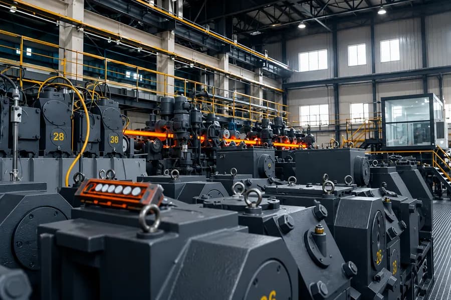 The continuous rolling mill reducing cast bar to rod